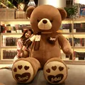 Giant brown teddy bear plush toy with scarf and heart embroidery, ideal for gifts - Scarf Style / 80cm / Dark Brown