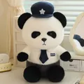 Adorable panda plush toy wearing a detailed police officer uniform with a hat - 15cm Pendant / White