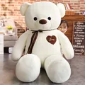 Giant white teddy bear plush toy with brown ribbon and heart embroidery - Ribbon Style / 60CM / Off White