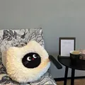 Soft white fuzzy cat plush pillow for sofa decoration in a cozy lifestyle home setting - White / 42 cm