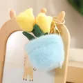 Cute plush tulip potted plant keychain featuring yellow flowers and a blue fuzzy base - Yellow Tulip / 12-16cm Pendant