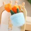 Plush tulip potted plant keychain in light blue and orange with gold metal clasp - Orange Tulip / 12-16cm Pendant