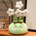 Peluche de planta en maceta con cuatro flores blancas para decoración festiva de mesa - Maceta de Narciso