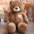 Giant brown teddy bear plush toy featuring a brown ribbon and 'Love' heart embroidery - Ribbon Style / 60CM / Coffee