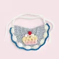 Handmade crochet doll collar with cupcake motif for teddy bear or small plush toys - Blue Cake Bib Only (Without Bear)