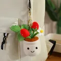 Cute plush strawberry plant pot keychain charm with smiley face for backpacks and bags - Big Red Strawberry Pendant / 12-16cm Pendant