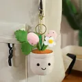 Cute plush strawberry potted plant keychain with smiley face for bag decoration - Pink Strawberry Pendant / 12-16cm Pendant