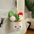 Cute plush potted plant keychain featuring a smiling face and a tiny red mushroom. - Tricolor Strawberry Pendant / 12-16cm Pendant