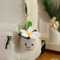 Cute plush potted plant keychain with smiley face and white flower detail - Lily Potted Pendant - White / 12-16cm Pendant