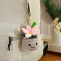 Cute plush flower pot keychain with pink petals and a smiling burlap-textured base for bags - Lily Potted Pendant - Pink / 12-16cm Pendant