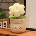 Muñeco de maceta de felpa con signo de dólar y cara sonriente para escritorio - Squishy de flor de la fortuna amarillo
