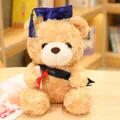 Oso de peluche de graduación con birrete azul y diploma para regalo de niños. - 23cm / Sombrero Azul / Tostado