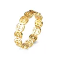 Glücksbringender goldener Ring mit chinesischem Münzmuster aus robustem Edelstahl - Größe 8 / Gold
