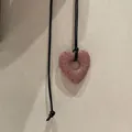 Minimalist pink lava stone hollow heart pendant necklace with adjustable black cord cord - Hollow Big Heart / Dusty Pink