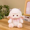 Adorable white plush sheep toy with pink lace collar for home decor and gifts - 30cm / White