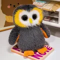Adorable gray owl plush toy doll with big eyes and fluffy yellow face markings for kids - Dark Gray / 20cm