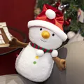 Cute Christmas snowman plush toy with red Santa hat and striped scarf. - Snowman with Hat Scarf / 15cm