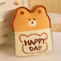 Cute toast bear plush cushion with Happy Day embroidery for student chair support. - 23cm / Toast Bear