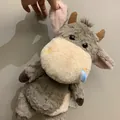 Cute grey cow plush toy with soft fur and tiny horns, handmade stuffed animal doll - 25cm (Pendant) / Gray