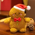 Cozy gingerbread man plush doll with red Santa hat and bowtie for Christmas decor - Christmas Gingerbread Man / 19cm