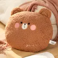 Cute brown teddy bear head plush cushion for home decor cozy aesthetic soft toy - 42 cm / Brown Bear