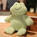 Lindo peluche de rana sonriente verde para dormir y regalo de cumpleaños para niñas - Rana Desnuda / Longitud total 30cm, altura sentada 26cm