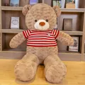 Large cuddly plush teddy bear toy wearing a classic red and white striped sweater - 0.8m / Dark Brown Red Stripe