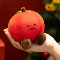Cute and soft red round plush doll with smiley face for Christmas holiday gift decoration - Apple Smile Style (12cm)