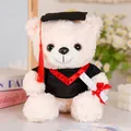 Süßer Abschluss-Teddybär Plüschtier mit schwarzer Robe und roter Quaste Geschenk - Cremeweiß (Rotes Abschlusskleid) / 25cm
