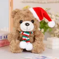 Süßer brauner Teddybär aus Plüsch mit roter Weihnachtsmütze und festlichem Schal - Braun (Weihnachtsstil) / 25cm