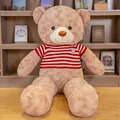 Giant teddy bear plush toy wearing a red and white striped sweater - Light Brown Red Stripe