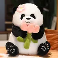 Cute panda plush toy holding a pink tulip flower, soft stuffed animal doll for girls and kids - 22cm / Flower Style