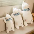 Three sizes of white polar bear plush pillows on a sofa, 60cm, 80cm, and 100cm long. - Prone Position Blue Leaf Silk Scarf / 60CM