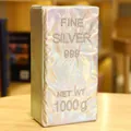 Creative holographic silver bar plush toy with embroidered Fine Silver text for pranks - Silver Bar (999)