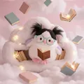 Adorable white messy-haired bird plush doll wearing glasses and holding a book SKU image - 16cm / White with Purple Wings