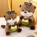 Simpatici peluche di lontra con occhiali da sole e cocco, coppia di diverse dimensioni - 27cm / Marrone