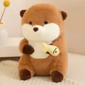 Adorable soft brown otter plush toy holding a small yellow fish mascot for kids - Capybara With Yellow Fish / Brown / 30cm