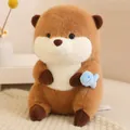 Cute brown capybara plush toy holding a small blue fish, soft stuffed animal - Capybara Eating Blue Fish / Brown / 30cm