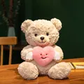 Weicher beiger Teddybär Plüschtier mit geflügeltem rosa Herz zum Valentinstag - 25cm / Weißer Engel Herz Bär