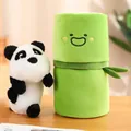 Adorable panda plush toy leaning against a cartoon green bamboo cylinder variant - Menglan Style Panda / Panda 23cm Bamboo 30cm