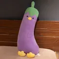 Oreiller long en peluche en forme d'aubergine avec visage de poussin - 70cm / Aubergine