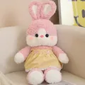 Adorable pink plush rabbit toy wearing a yellow dress, perfect birthday gift for girls - Rabbit