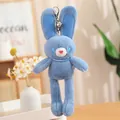 Soft blue plush bunny keychain with long ears and legs, cute bag charm accessory - Full Length 30cm / Blue Gray