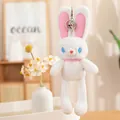 Llavero de conejo de peluche blanco con orejas largas y cascabel para bolsos - Longitud Total 30cm / Blanco