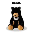 Peluche realistico di orso nero per bambini con pelliccia soffice e mezzaluna bianca - 28cm / Marrone