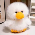 Adorably soft white fluffy duck plush toy features a large orange beak and feet - White / 25cm