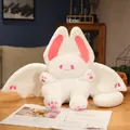 Adorable white plush bat-rabbit stuffed animal featuring pink wings and paw print details - 25cm / Pink