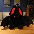 Adorable soft black bat-rabbit hybrid plush toy with red accents and wide wings - 25cm / Black