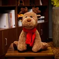 Adorable brown Christmas reindeer plush toy with red scarf for festive decoration - Christmas Reindeer Blue / 28cm