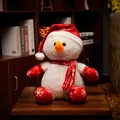 Cute white snowman plush toy with red snowflake hat and scarf for Christmas - Snowman / 28cm